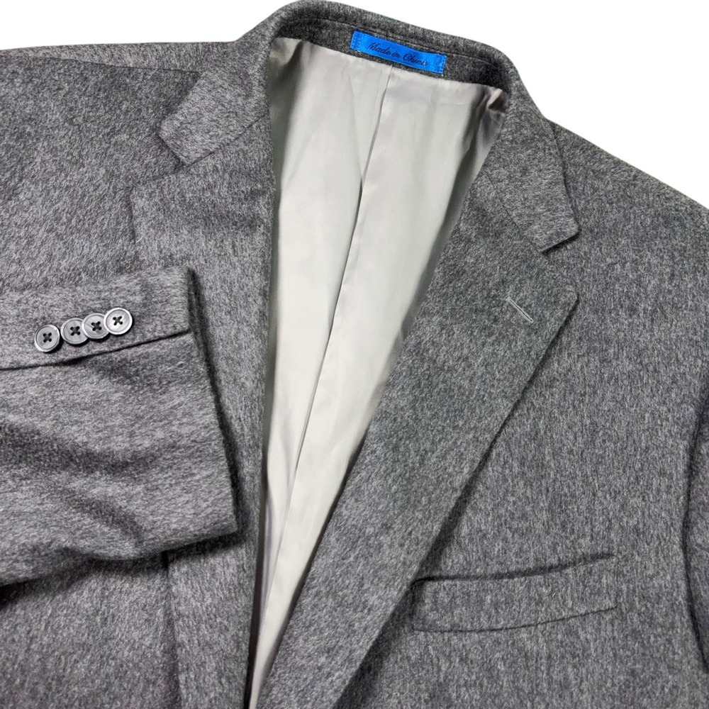 blujacket Cashmere Flannel Blazer Men 46R Gray Sportcoat Suit Jacket Winter Soft